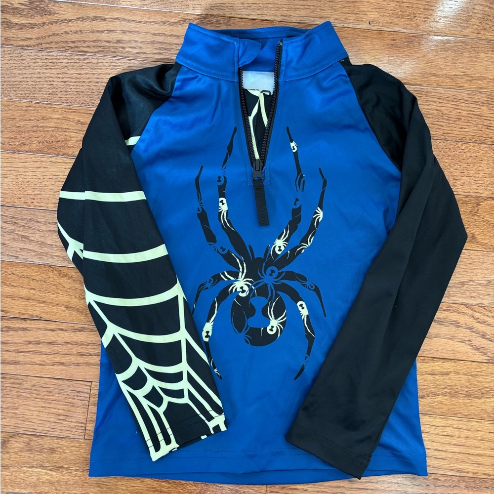 Boys spyder blue ski base layer pullover half zip